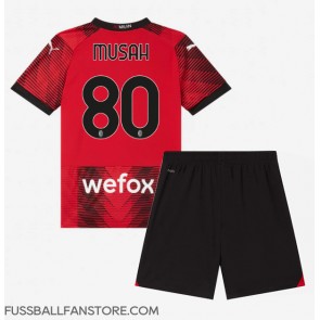 AC Milan Yunus Musah #80 Replik Heimtrikot Kinder 2023-24 Kurzarm (+ Kurze Hosen)